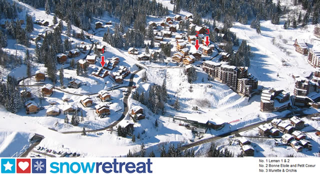 Emplacement des chalets &agrave; La Tania